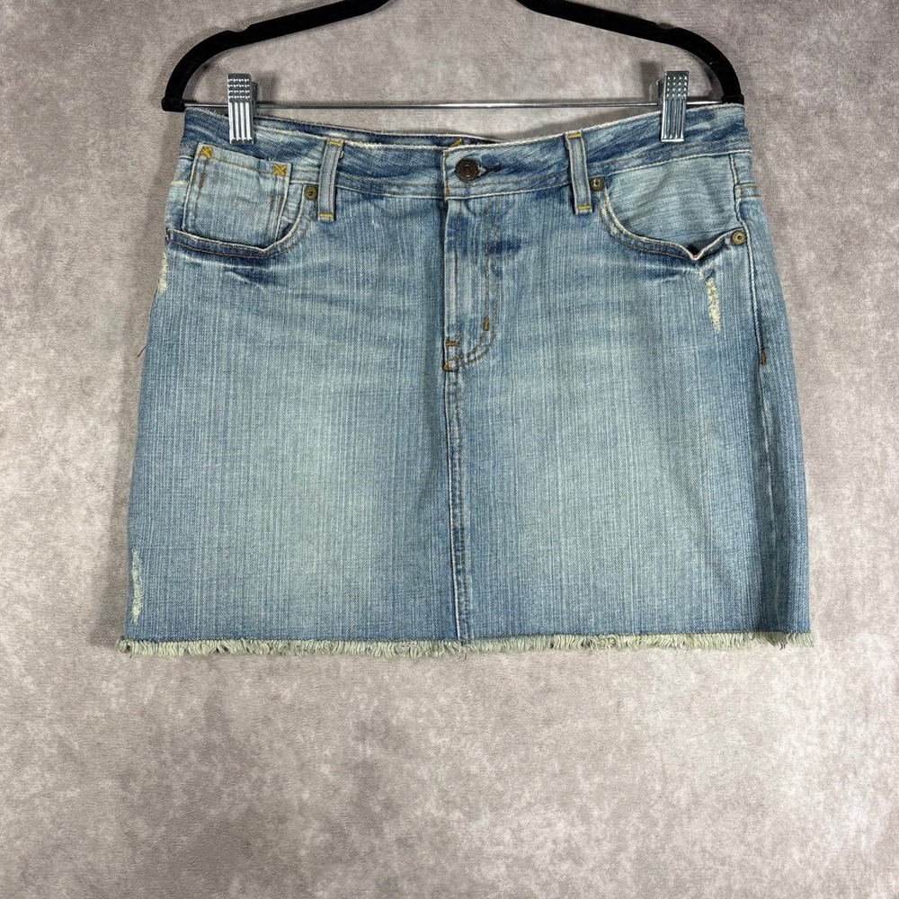 Vintage Polo Jeans Co Mini Skirt Womens 30 Blue Gigi Raw Hem Distressed Denim‎